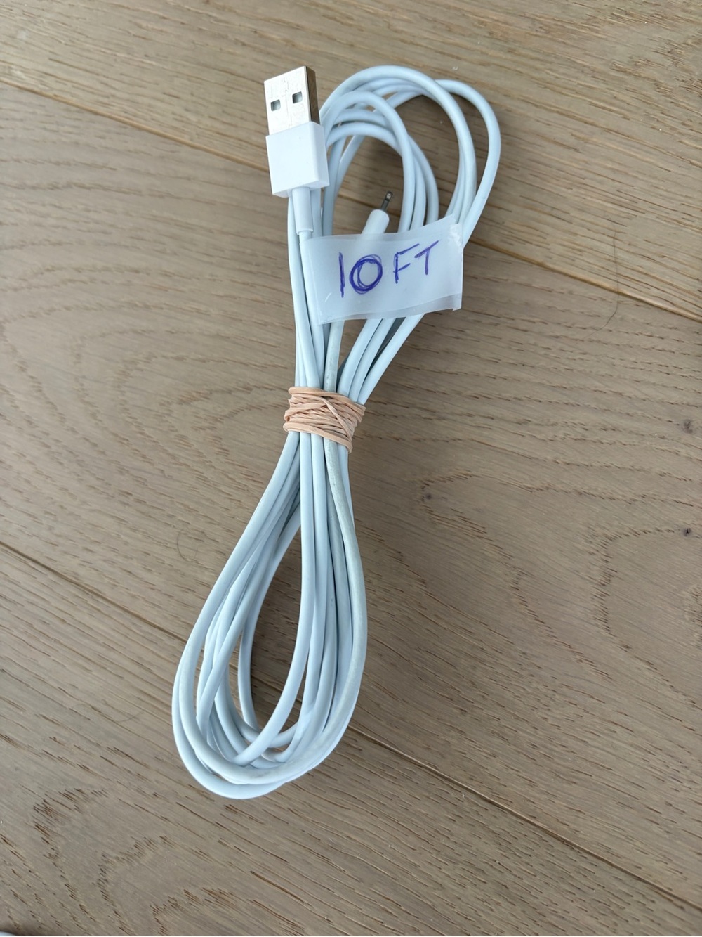 10ft White USB Charging Cable